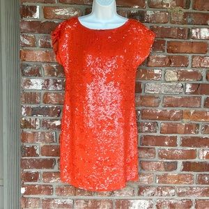 Trina Turk Orange Sequin Midi Dress